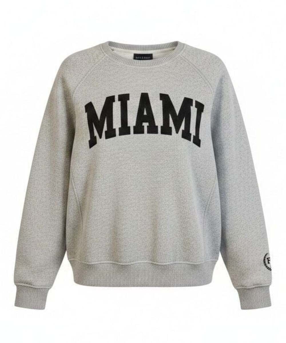 New York Popular Miami Collegiate Crewneck Sweatshirt Gray Size Small